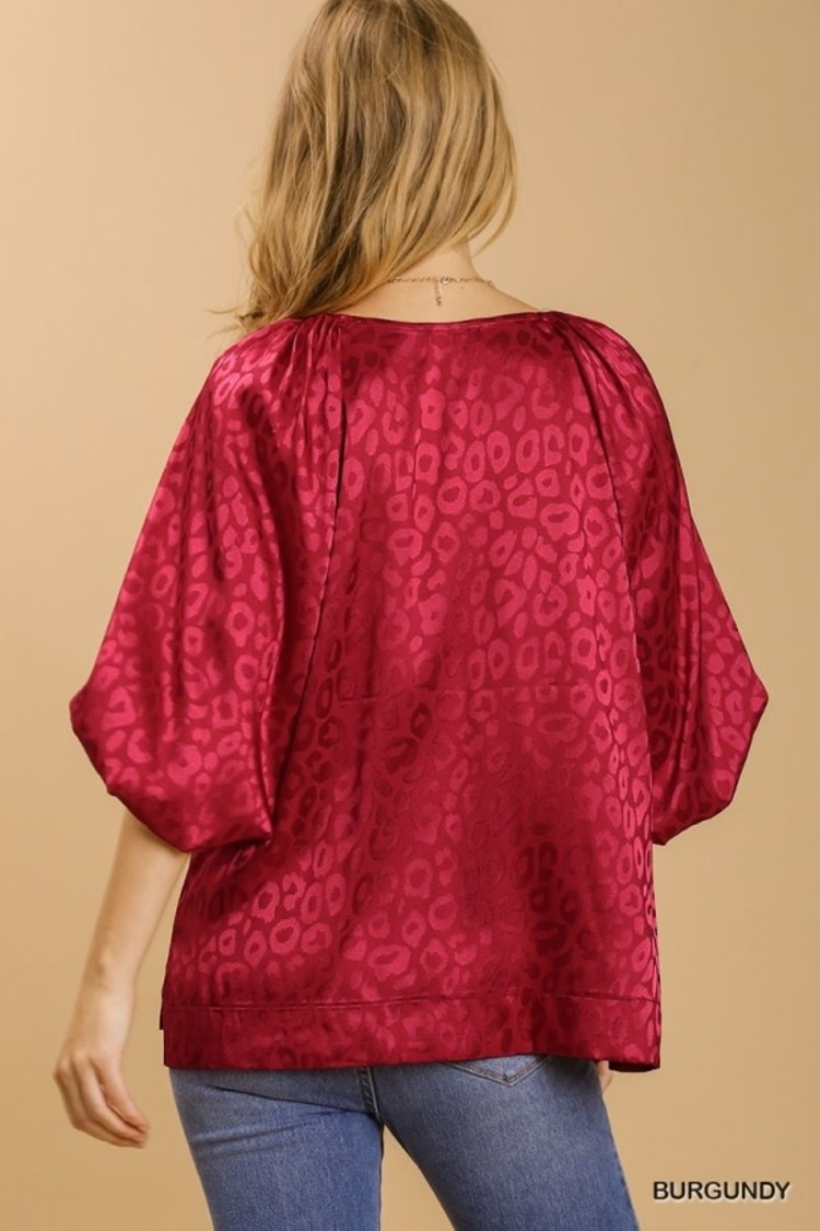 Umgee Satin Puff Sleeve Top