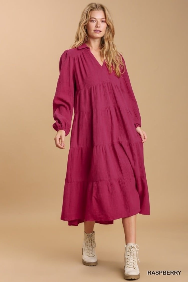 Umgee Umgee Gauze Tiered Maxi Dress