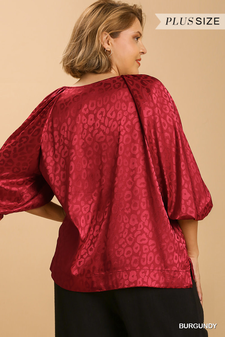 Umgee Satin Puff Sleeve Top