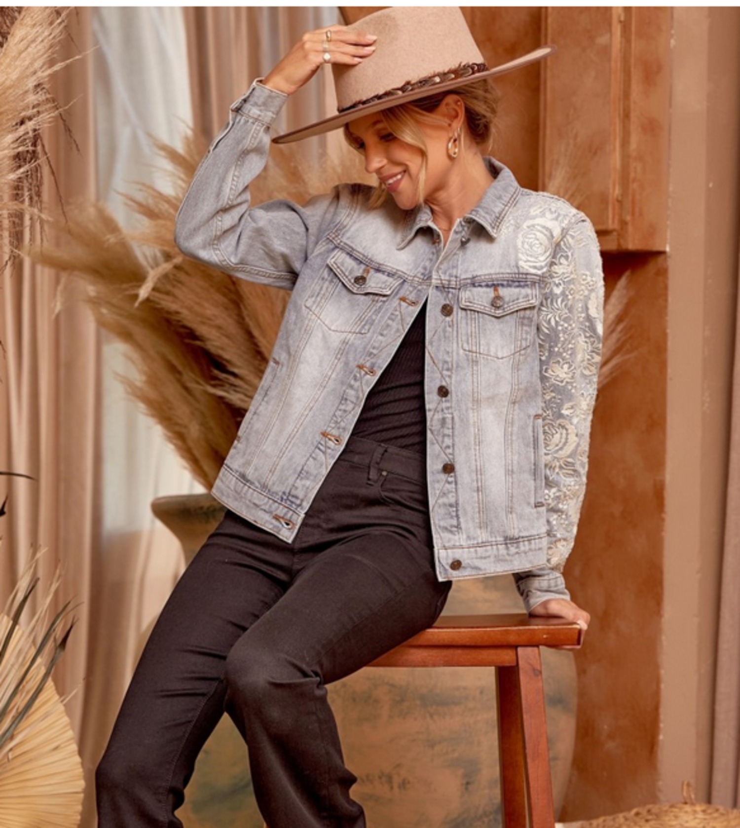 Denim jacket shop with embroideries