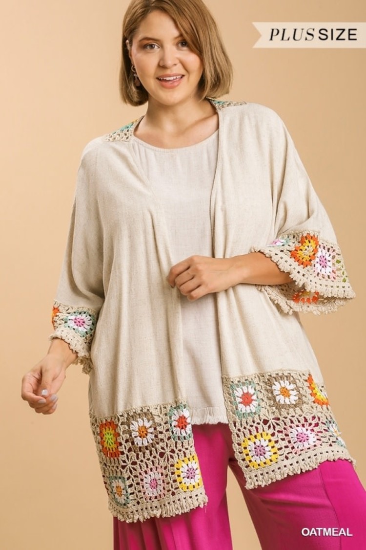 Umgee Crochet Long Sleeve Kimono