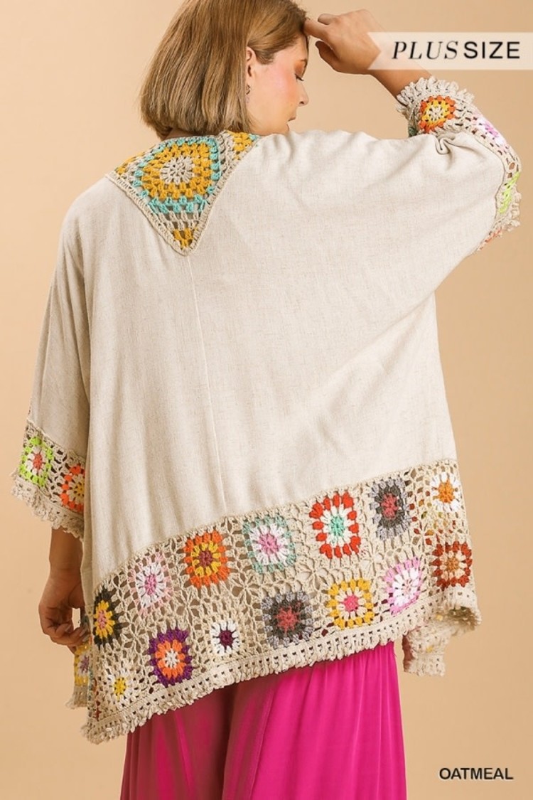 Umgee Crochet Long Sleeve Kimono