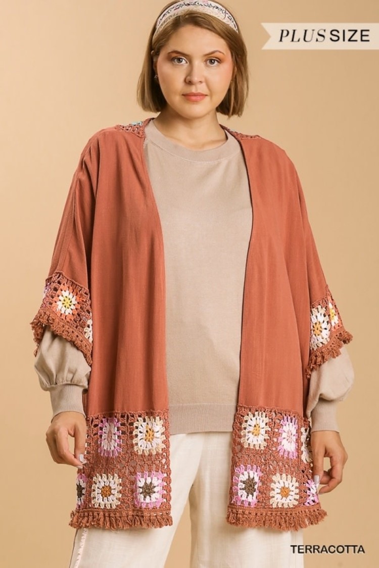 Umgee Crochet Long Sleeve Kimono