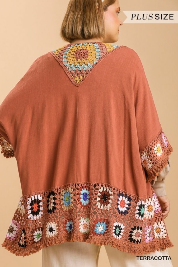 Umgee Crochet Long Sleeve Kimono