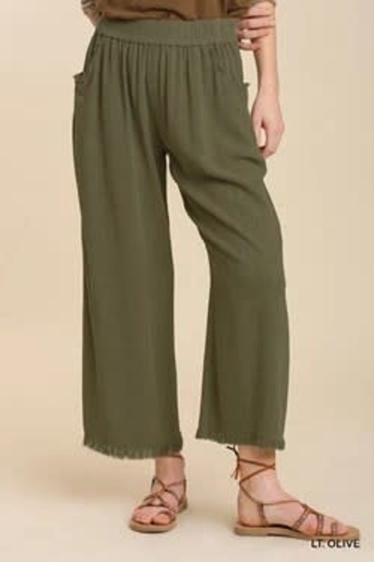 Umgee Frayed Hem Pants