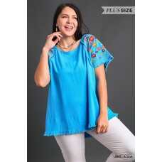 Umgee Embroidered Linen Top