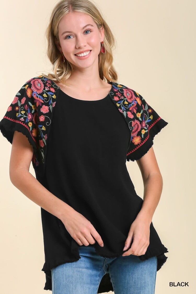 Umgee Embroidered Linen Top