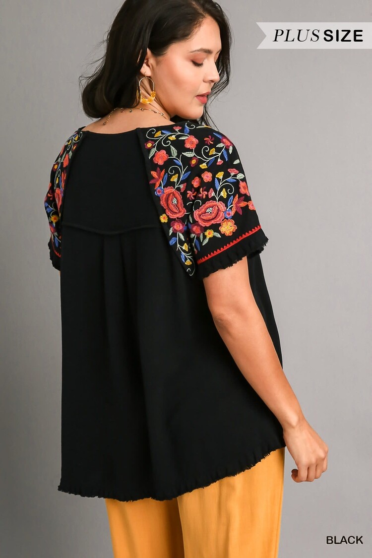 Umgee Embroidered Linen Top