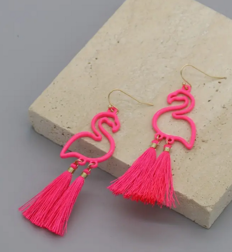 Flamingo Tassel Earrings