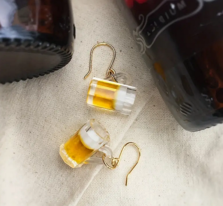 Clear Beer Mug Earrings