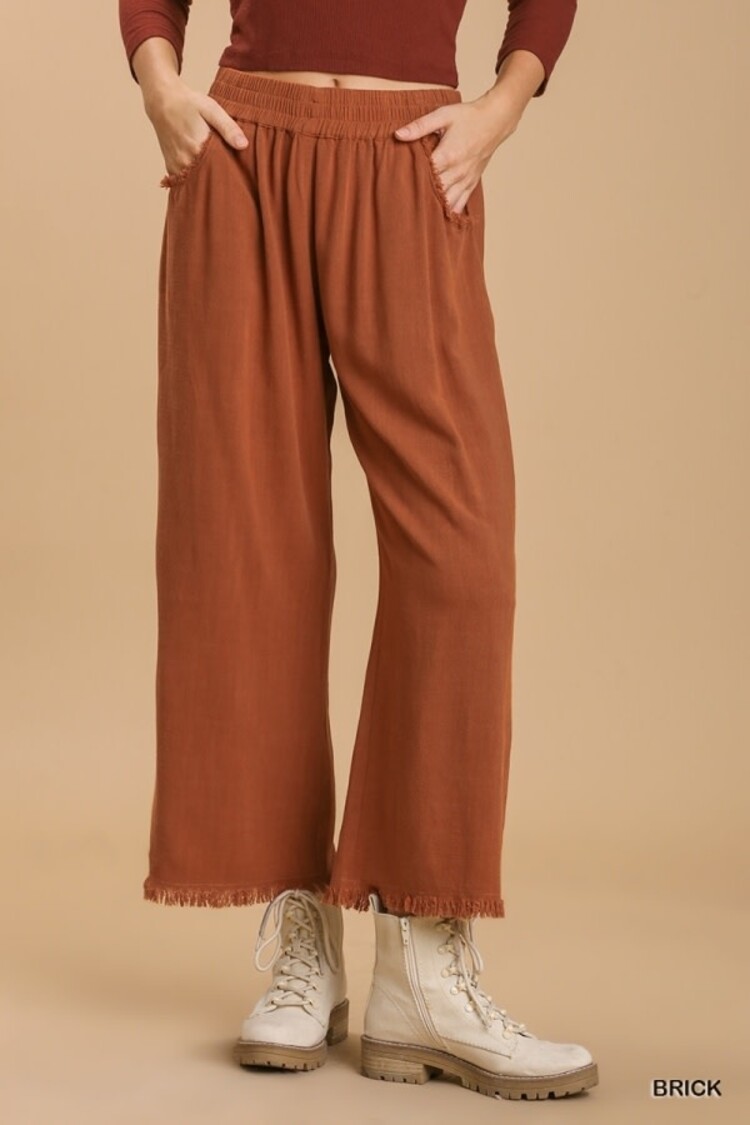 Umgee Frayed Hem Pants