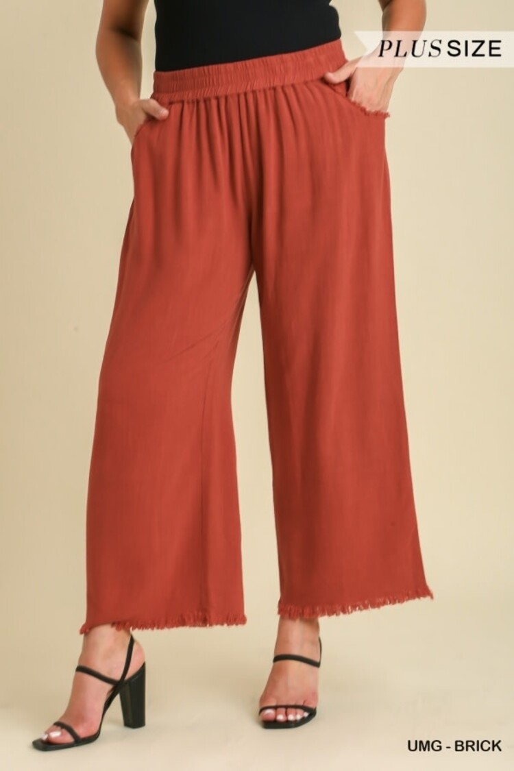 Umgee Frayed Hem Pants