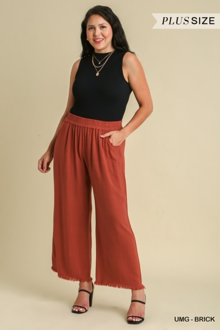 Umgee Frayed Hem Pants