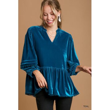 Umgee Velvet Babydoll Top