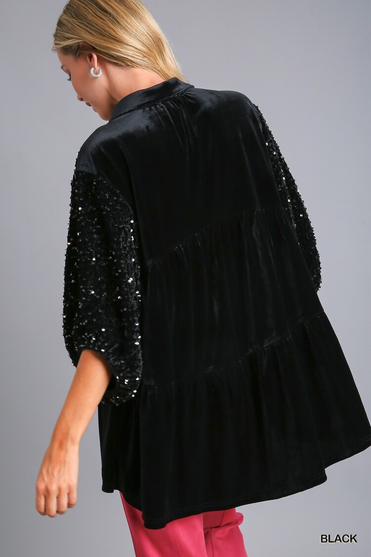Umgee Velvet Sequins Tunic