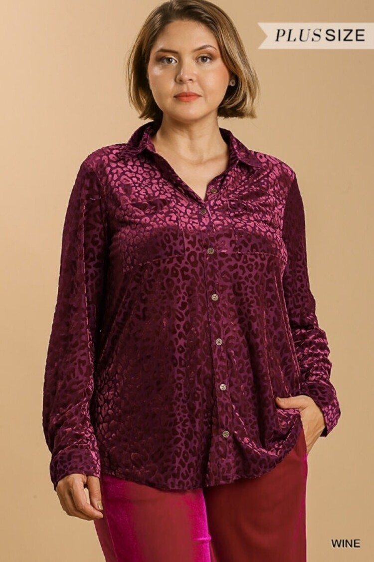 Umgee Velvet Button-Up Top