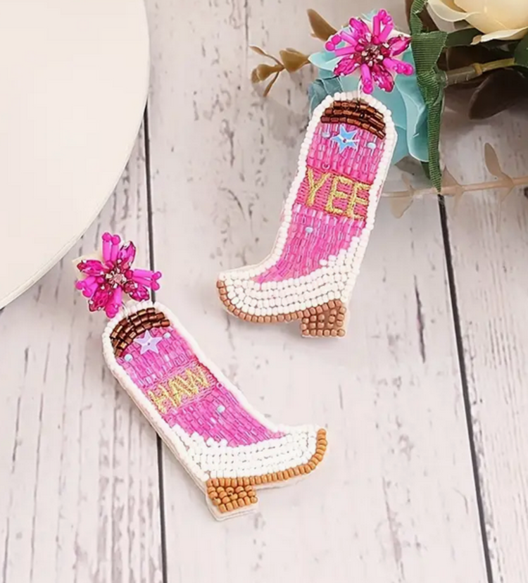 Yee Haw Beaded Boot Earrings