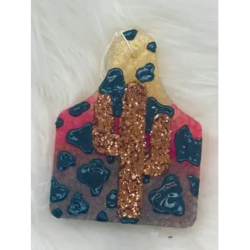 Leafcutter Candle Co. Ombre Cow Tag with Glitter Cactus Freshie