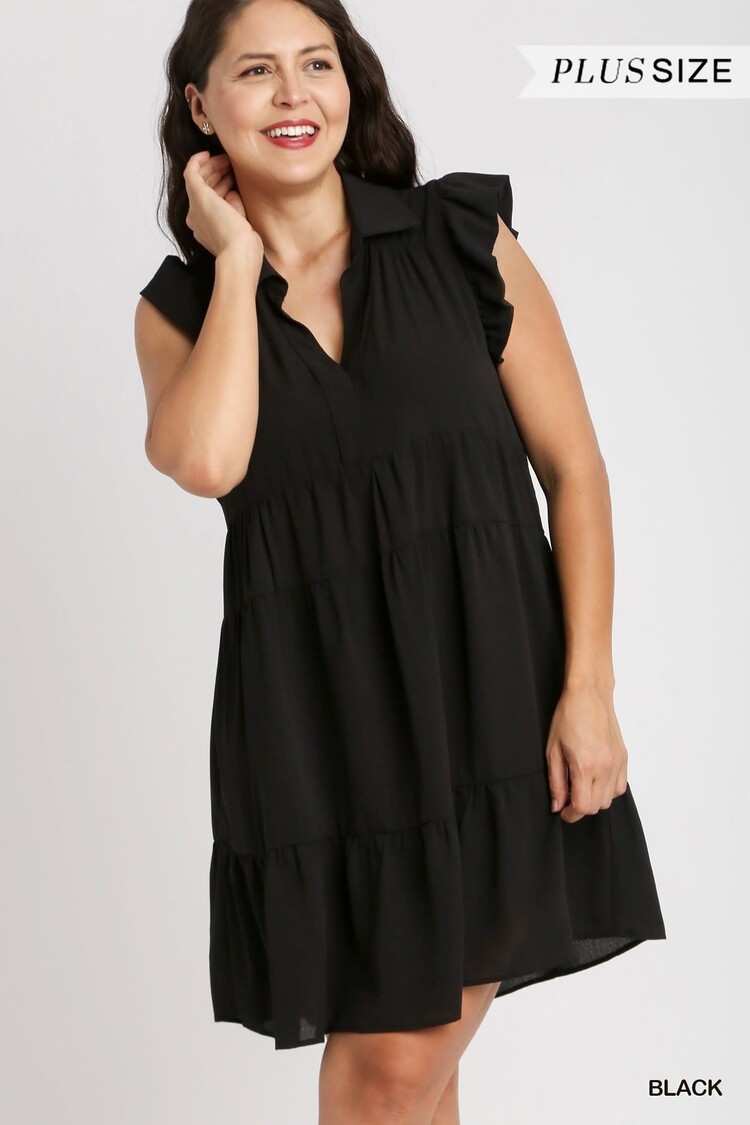 Umgee Tiered Flutter Sleeve Dress