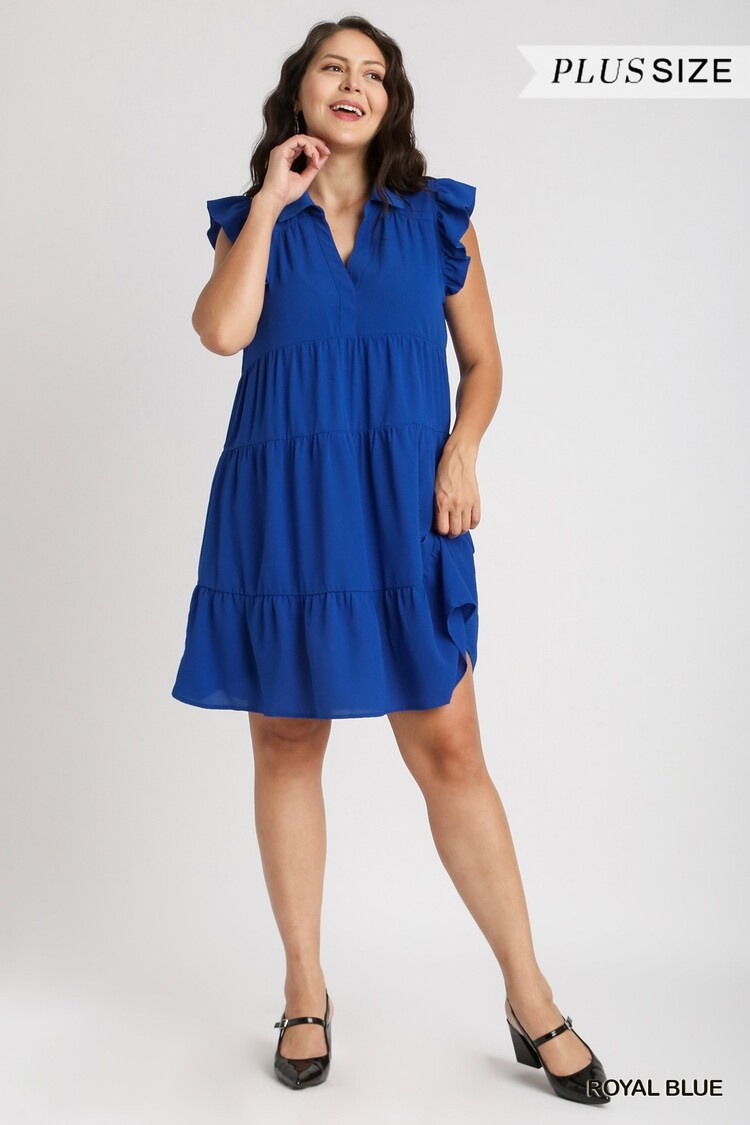 Umgee Tiered Flutter Sleeve Dress