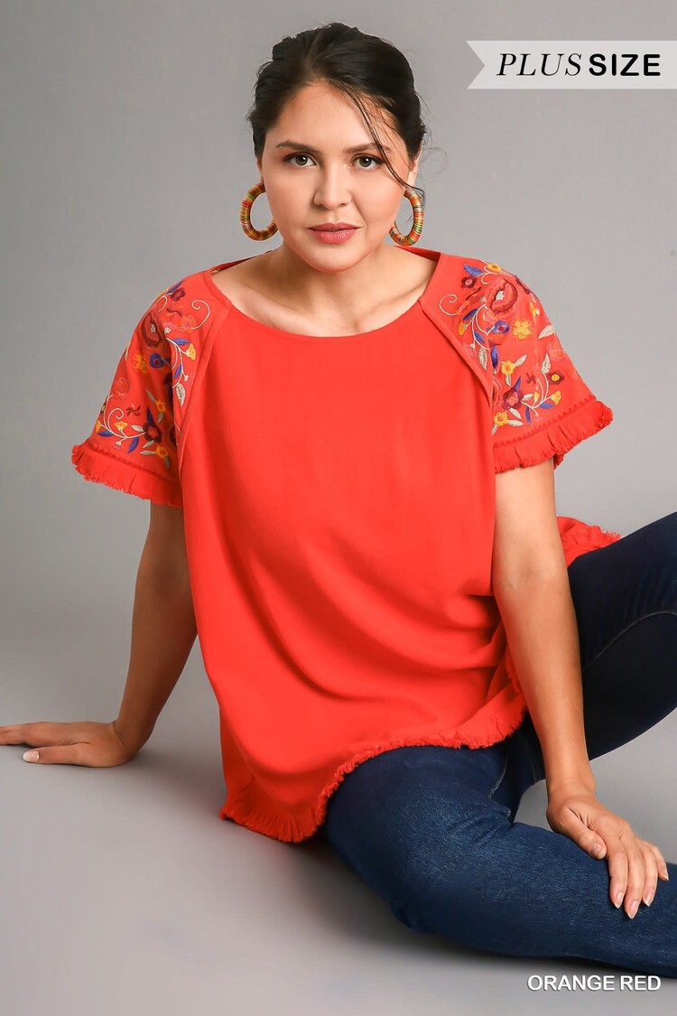 Umgee Embroidered Linen Top