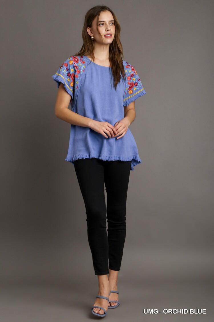 Umgee Embroidered Linen Top