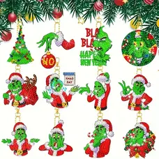 12pcs DIY Christmas Grinch Handmade Diamond Art Painting