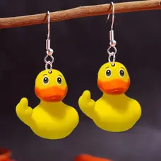 2D Yellow Duck Flippin the Bird Earrings