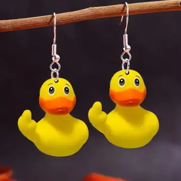 2D Yellow Duck Flippin the Bird Earrings