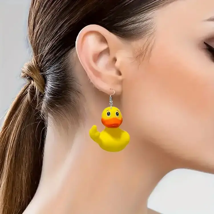 Yellow Duck Flippin the Bird Earrings