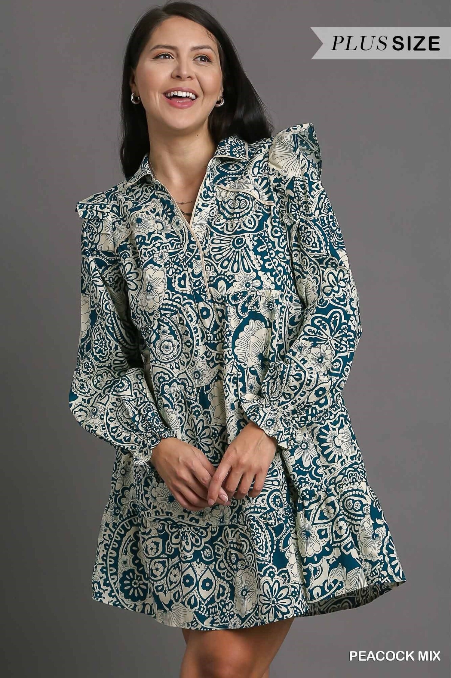 Printed Piping Detail Dress - Sassy Lassie