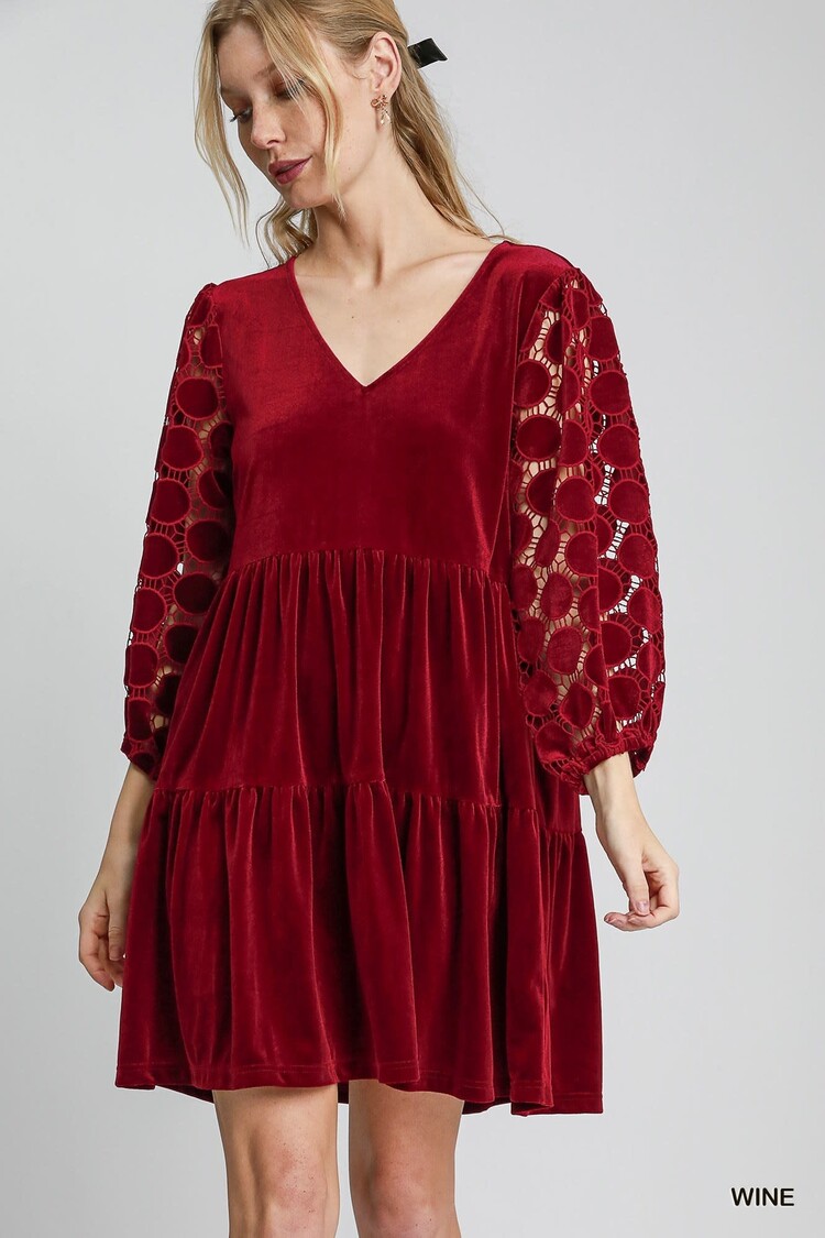 Umgee Tiered Velvet Mini Dress