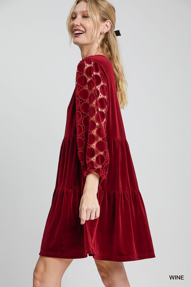 Umgee Tiered Velvet Mini Dress