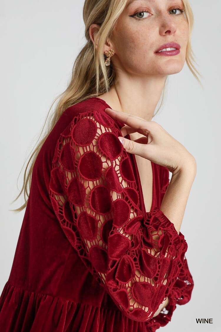 Umgee Tiered Velvet Mini Dress