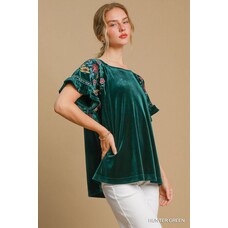Umgee Velvet Round Neck Top