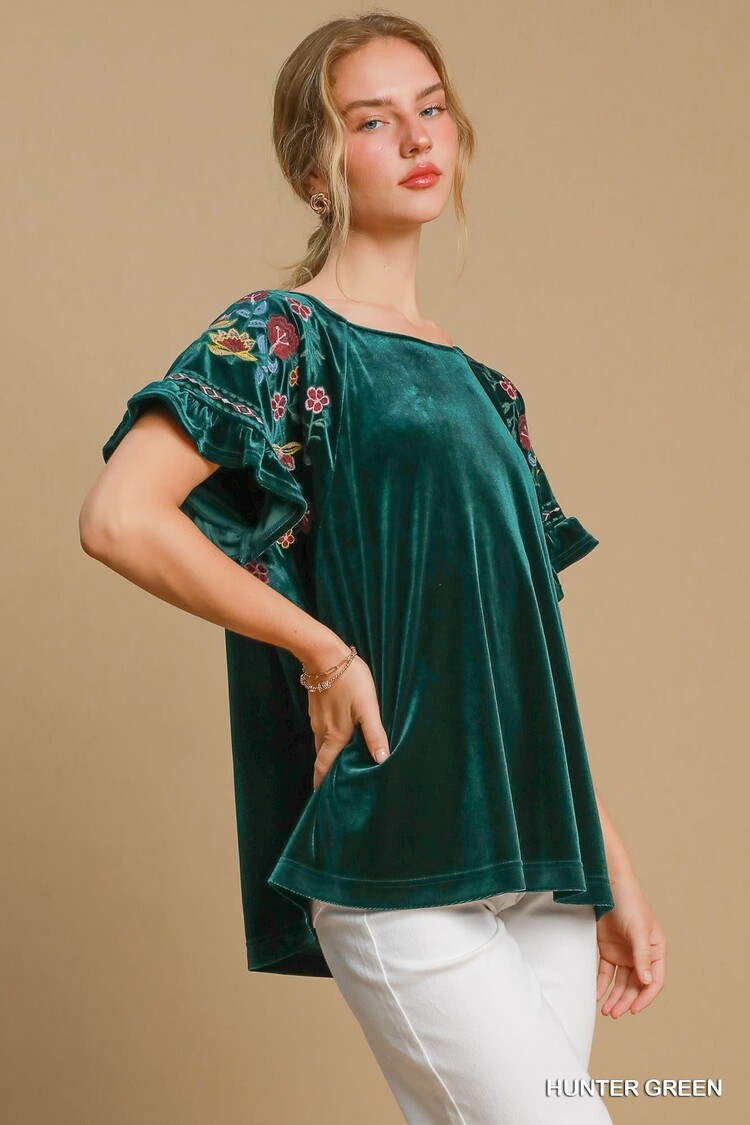 Umgee Velvet Round Neck Top