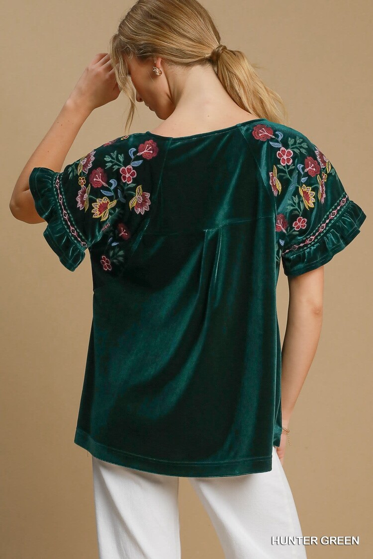 Umgee Velvet Round Neck Top
