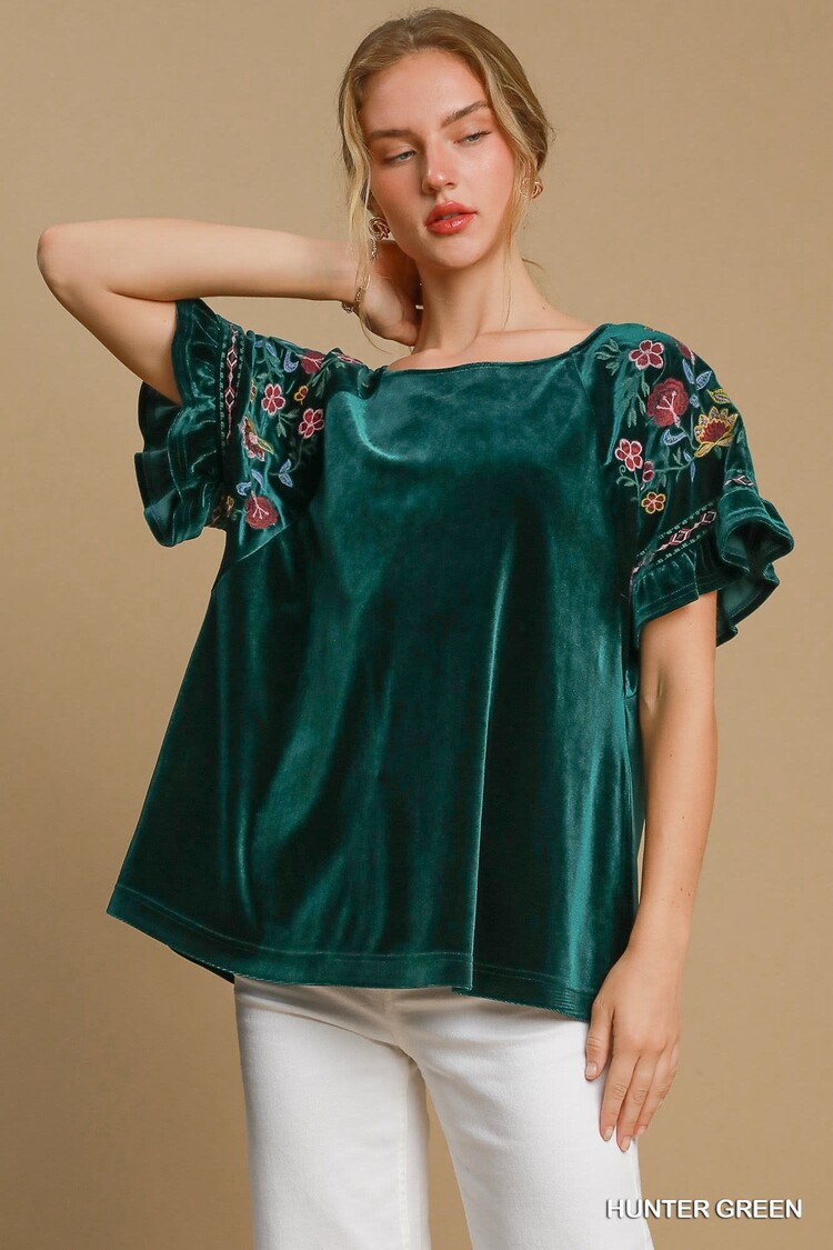 Umgee Velvet Round Neck Top
