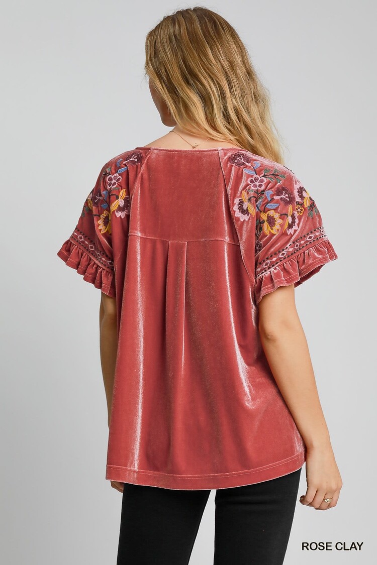 Umgee Velvet Round Neck Top