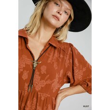 Umgee Floral Burnout Midi Dress