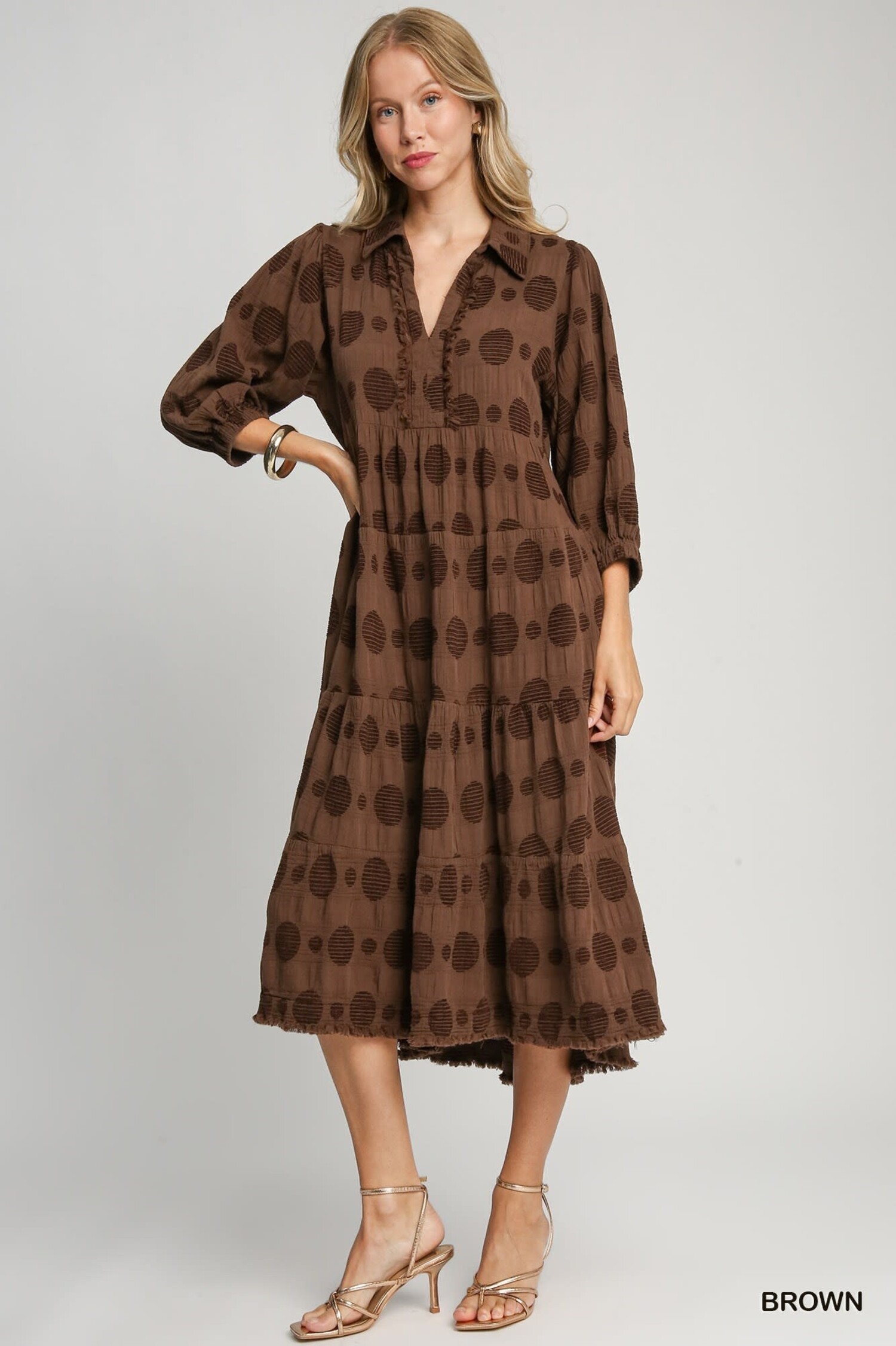 Solid Dotted Jacquard Midi Dress - Sassy Lassie Solid Dotted Jacquard Midi Dress - Sassy Lassie