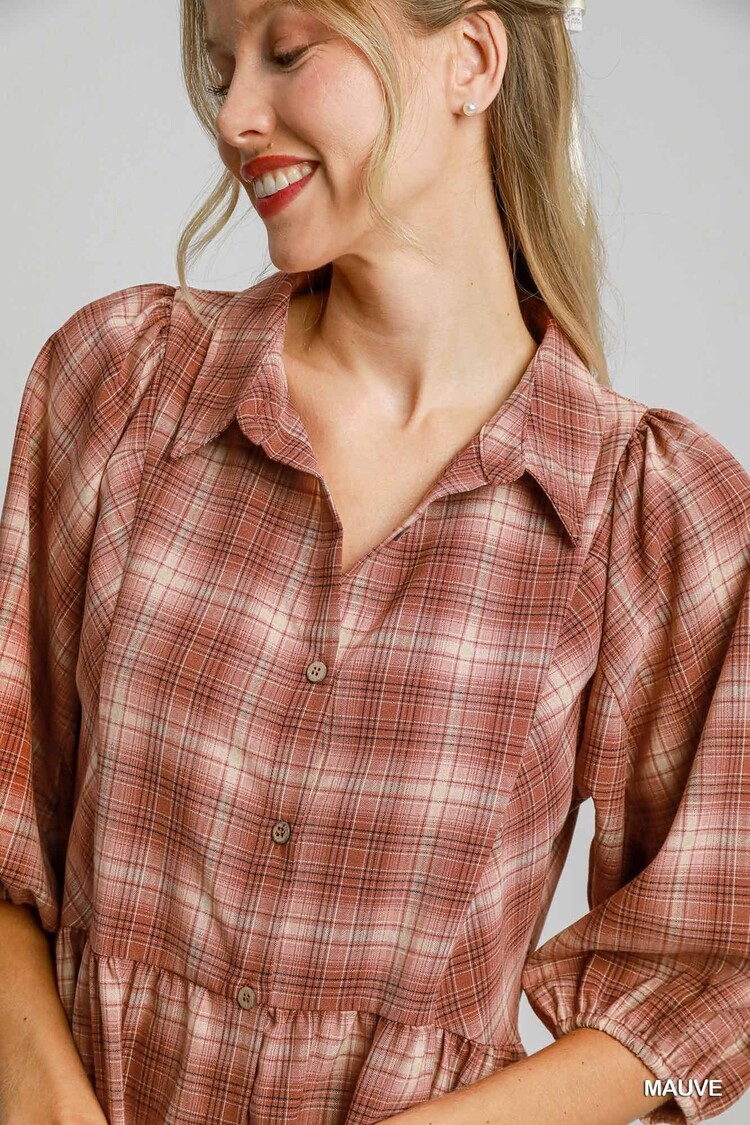 Umgee Checkered Mini Dress