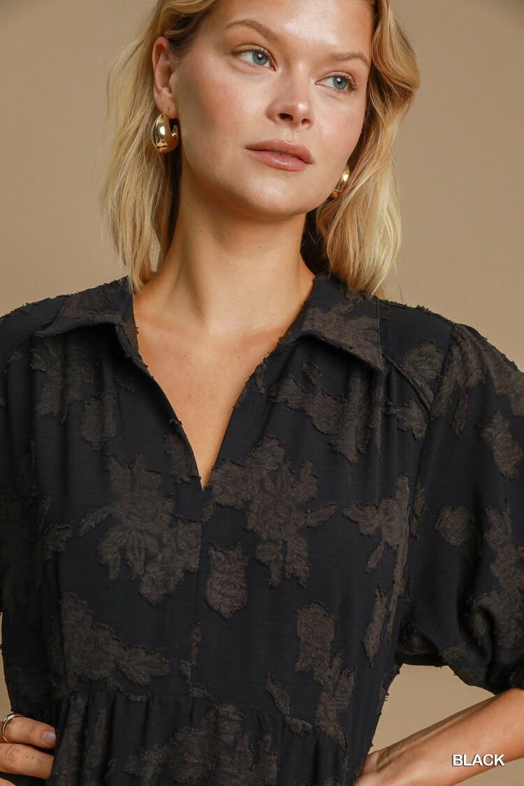 Umgee Floral Burnout Midi Dress