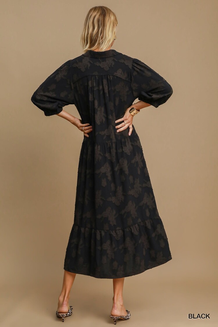 Umgee Floral Burnout Midi Dress