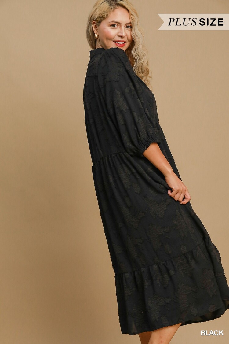 Umgee Floral Burnout Midi Dress