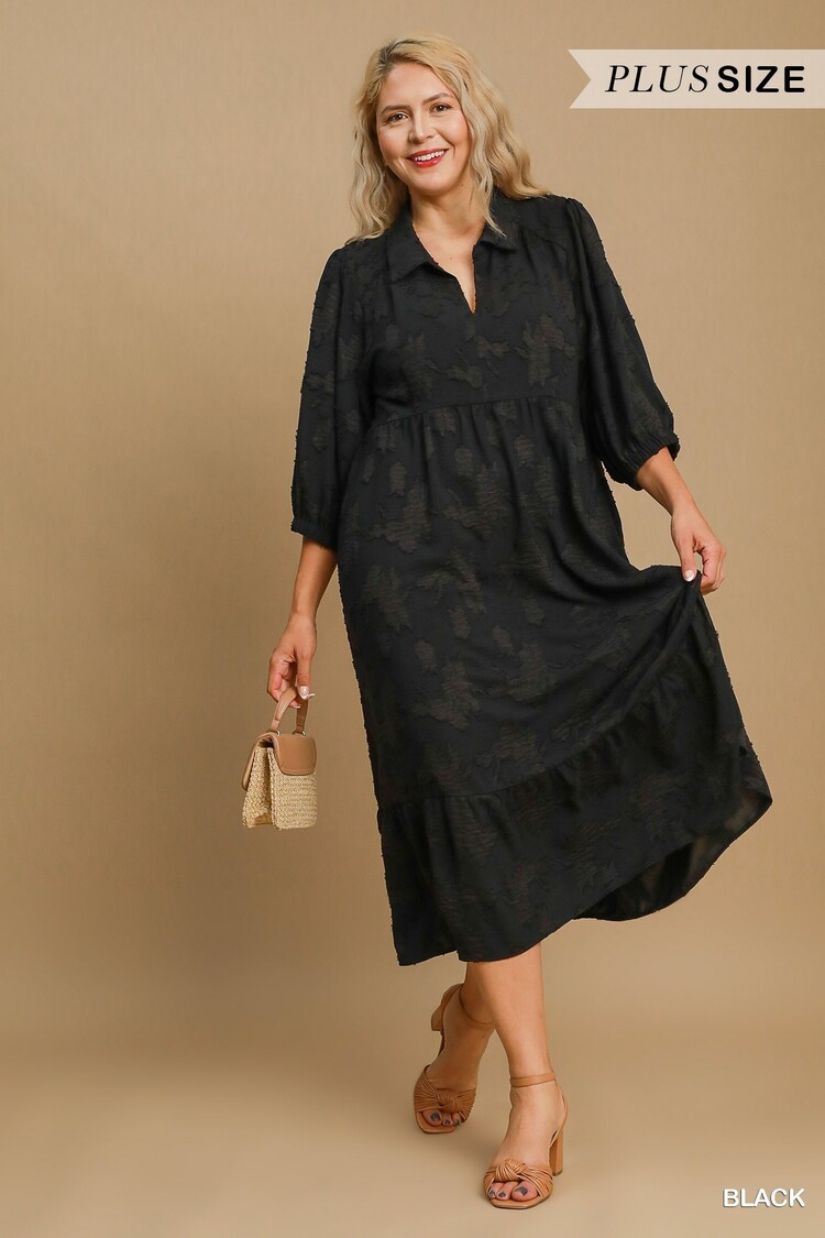 Umgee Floral Burnout Midi Dress