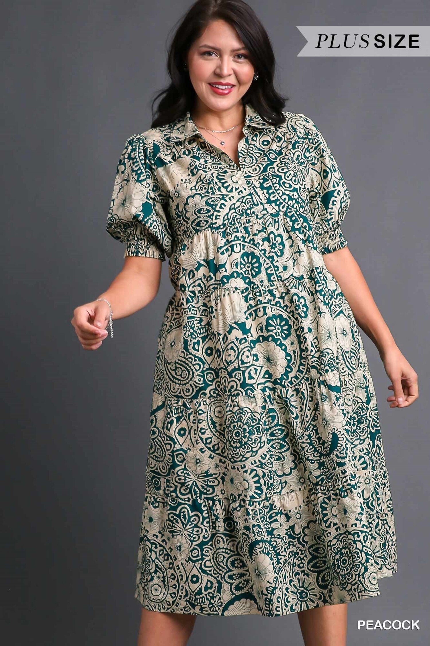 V-Neck Collared Tiered Dress - Sassy Lassie