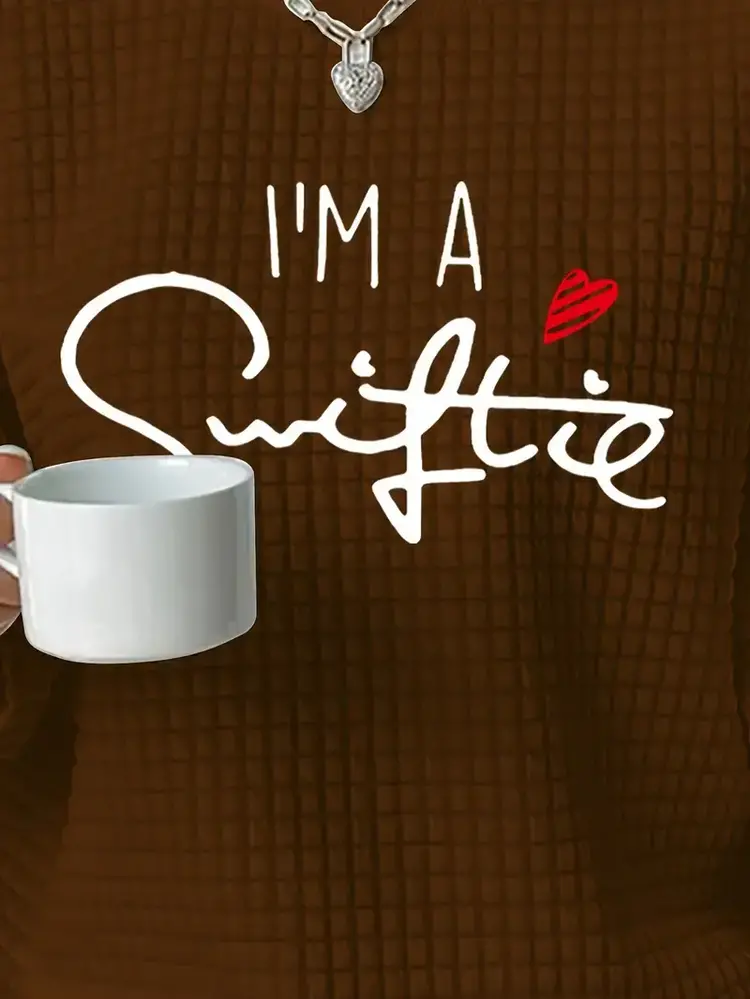 Swiftie Pride Waffle-knit Sweatshirt - Coffee