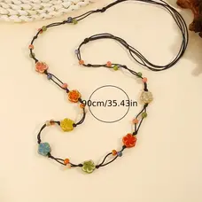 Ceramic Bead Flower Necklace