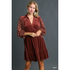 Umgee Velvet Lace Babydoll Dress